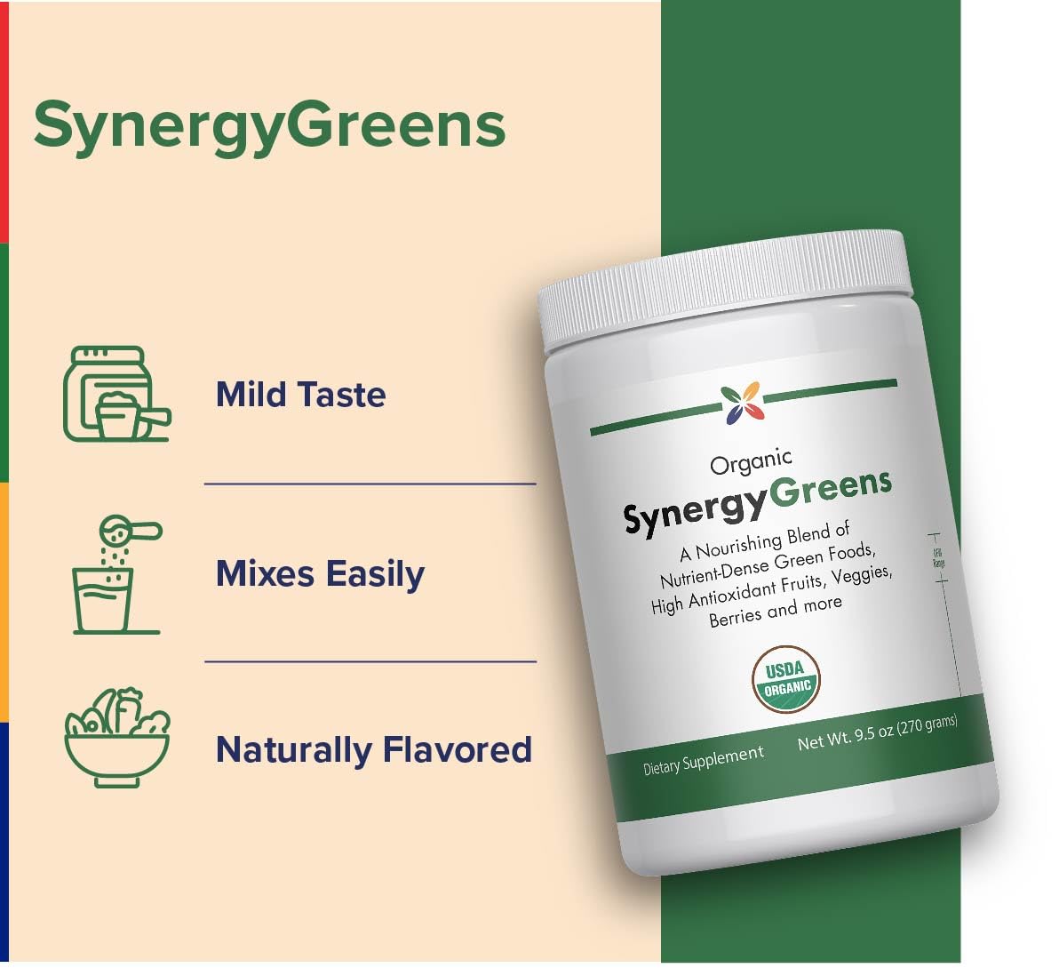 Stop Aging Now Organic Greens Powder Superfood Supplement Blend Mix, 9.5 oz