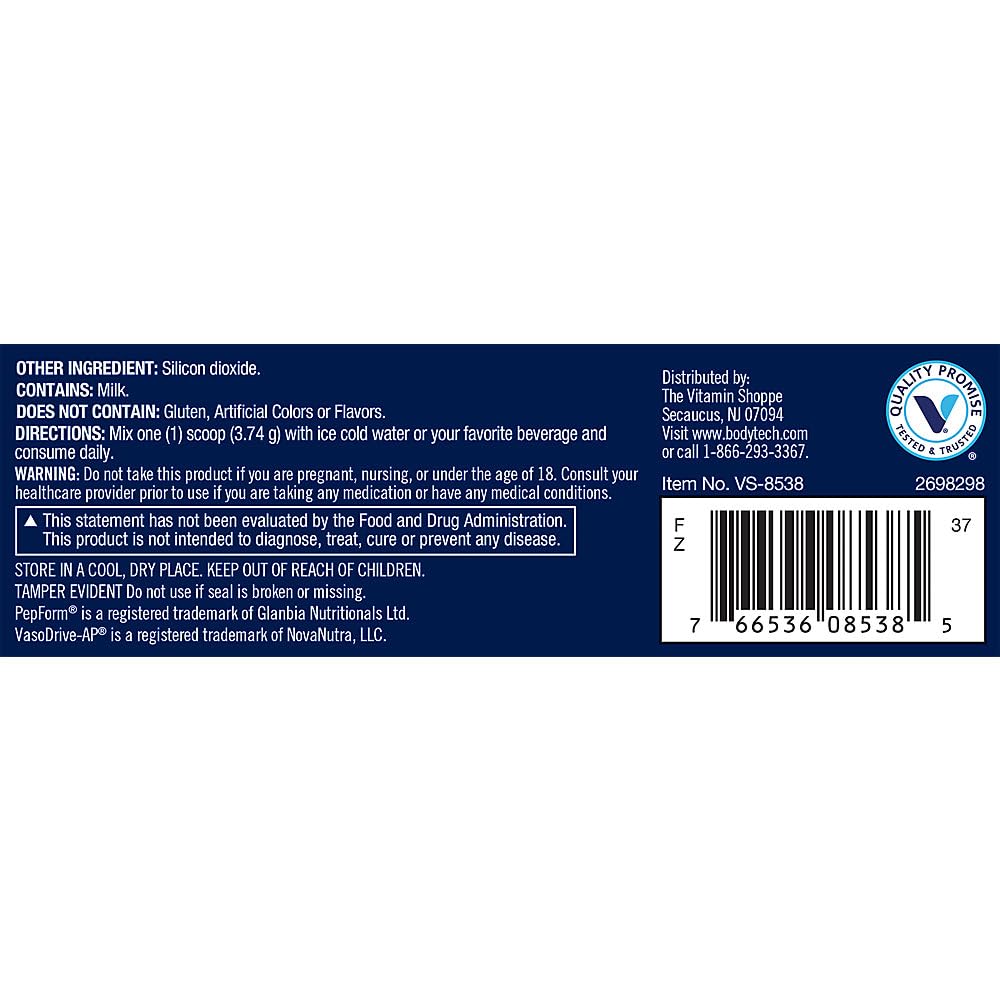 BodyTech Elite Plasma Pep a Peptides Powder with 3g PepForm Citrulline Peptides a Stim-Free Nitric Oxide Booster, 3.95 oz./30 Servings, 1 Count