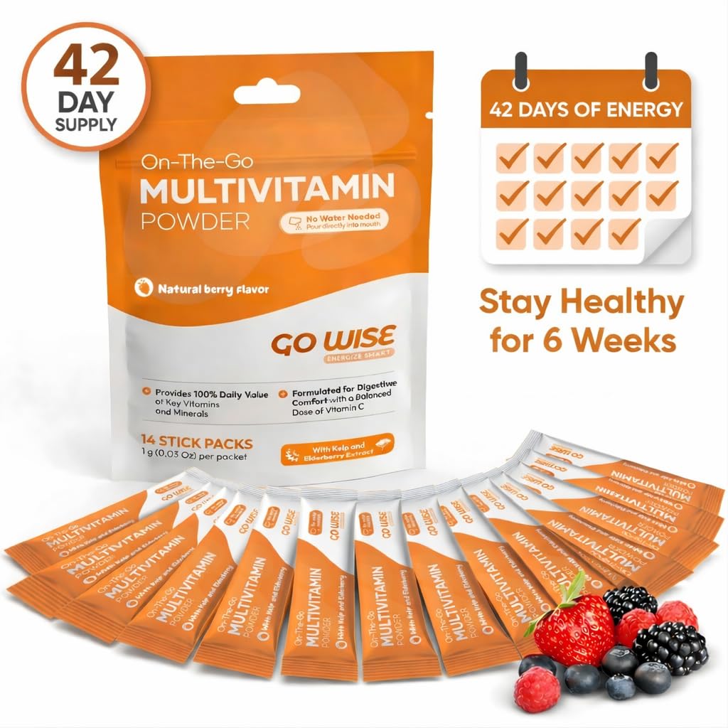 Go Wise Daily Multivitamin Powder for Women and Men, 42 Sticks