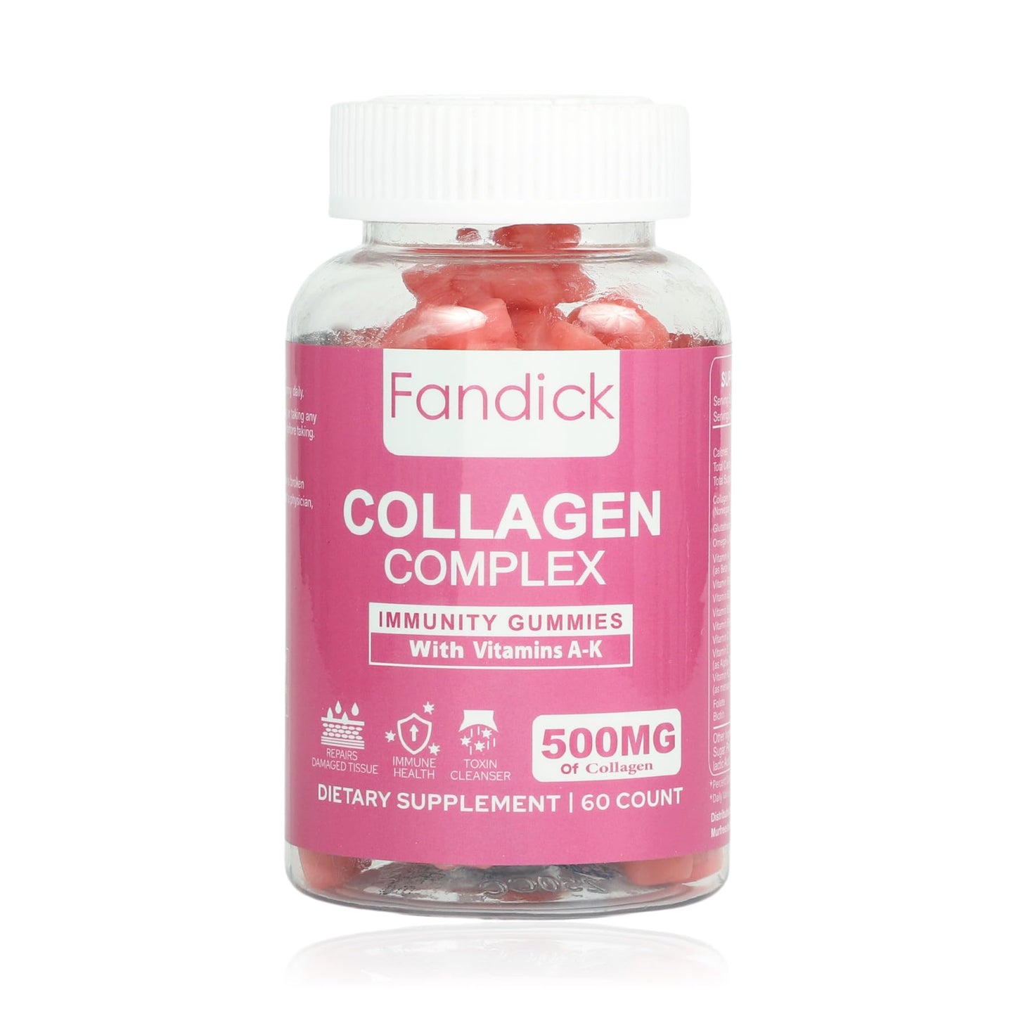 FANDICK Collagen Complex Immunity Gummies with Vitamins A-K, 60 Count