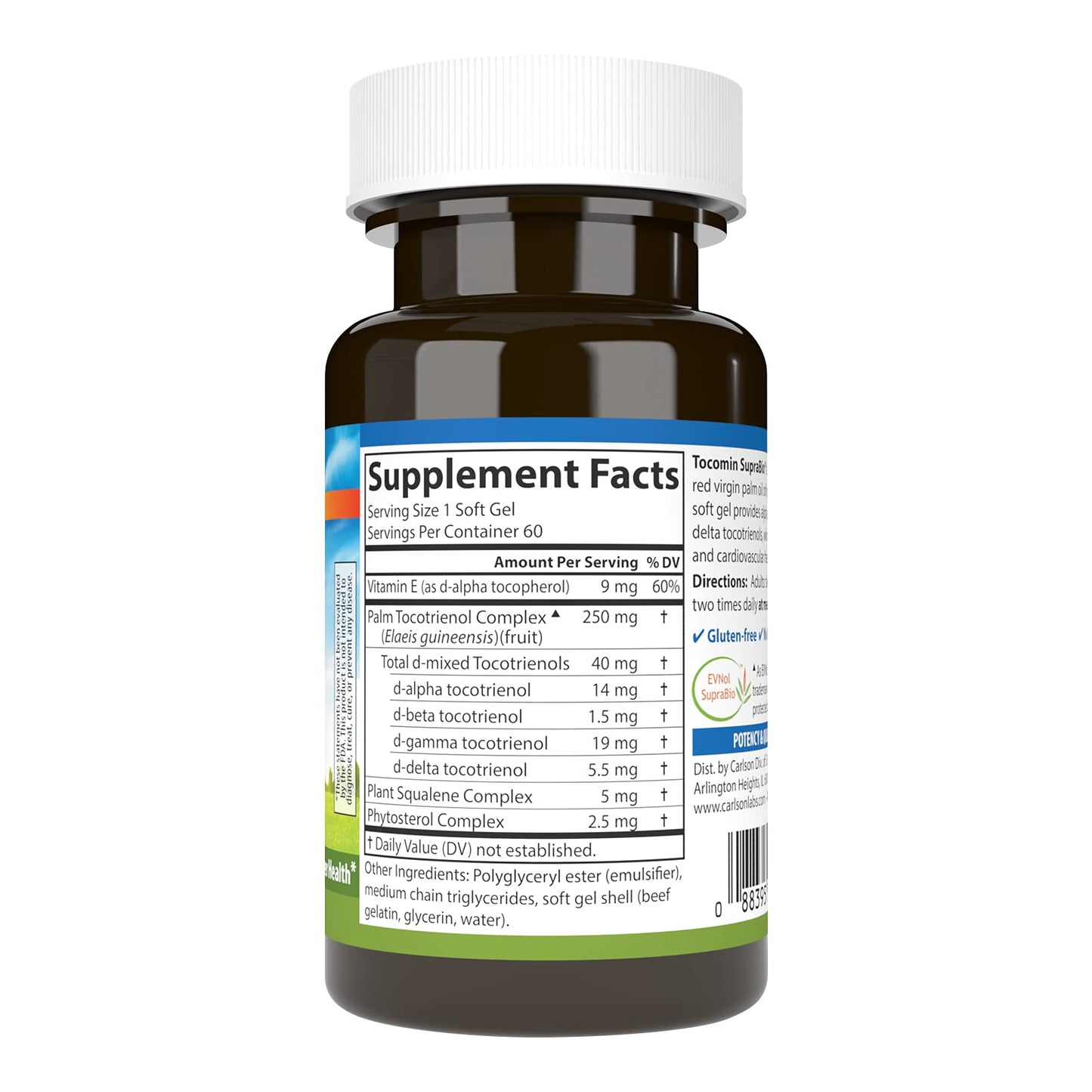 Carlson Tocomin SupraBio Bio-enhanced Tocotrienol Complex Softgels 60
