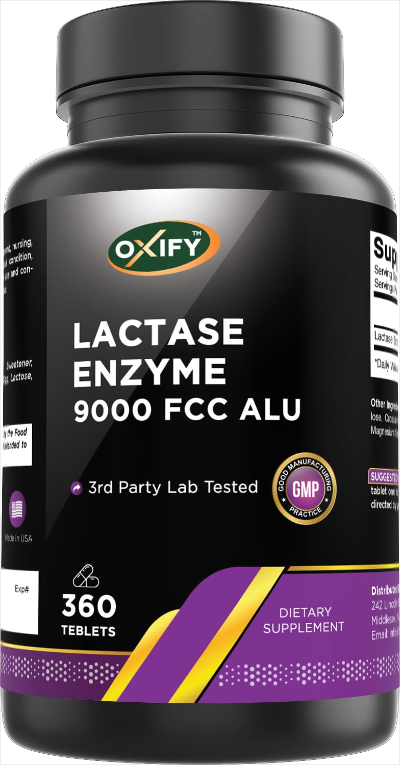 Oxify Lactase Enzyme 9000 FCC ALU Tablets, 360