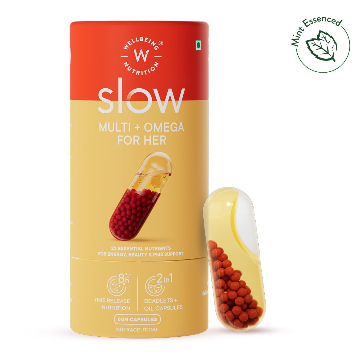 WELLBEING NUTRITION Slow Multi + Omega for Her Multivitamin Capsule, 60 Count