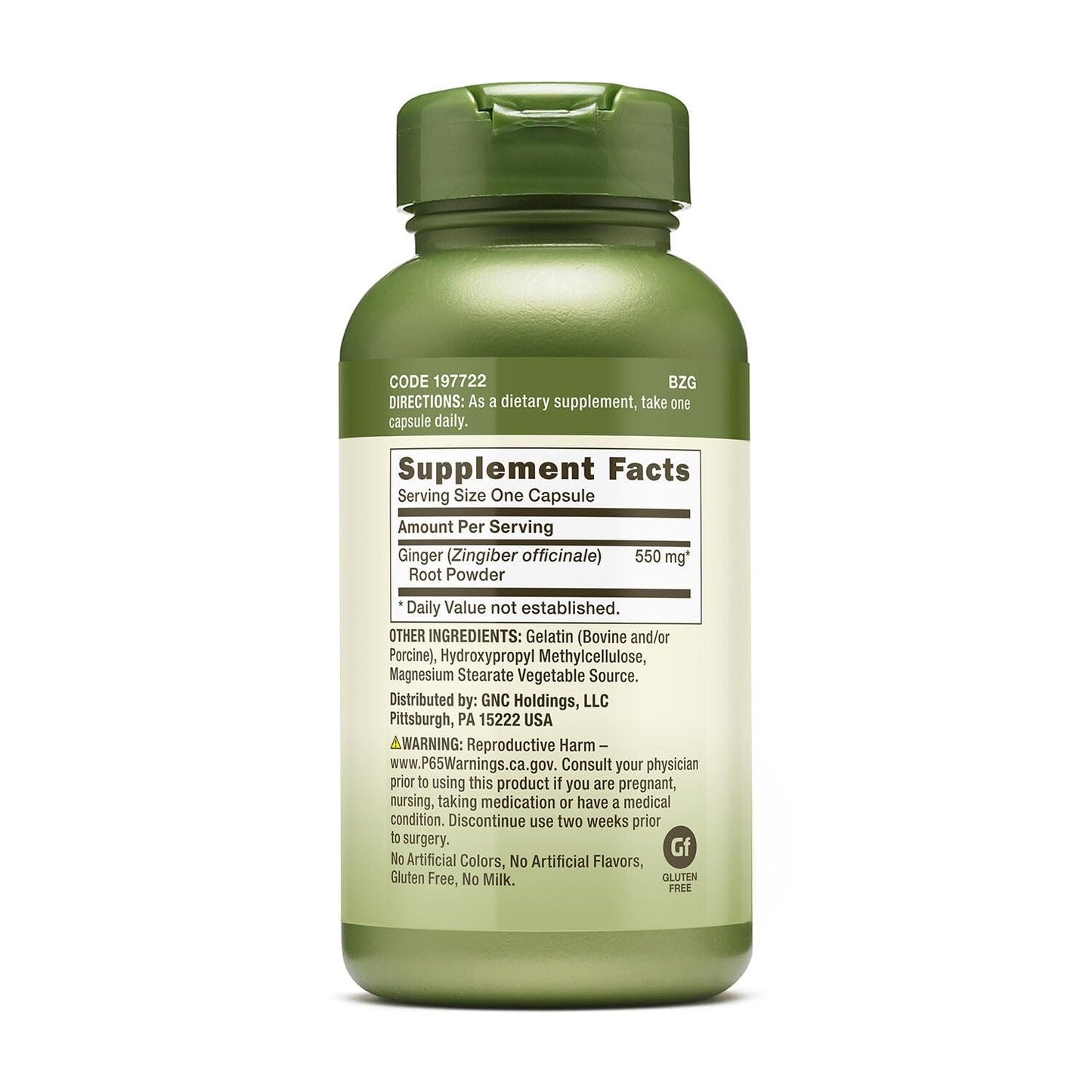 GNC Herbal Plus Ginger Root 550mg Capsule, 100 Count