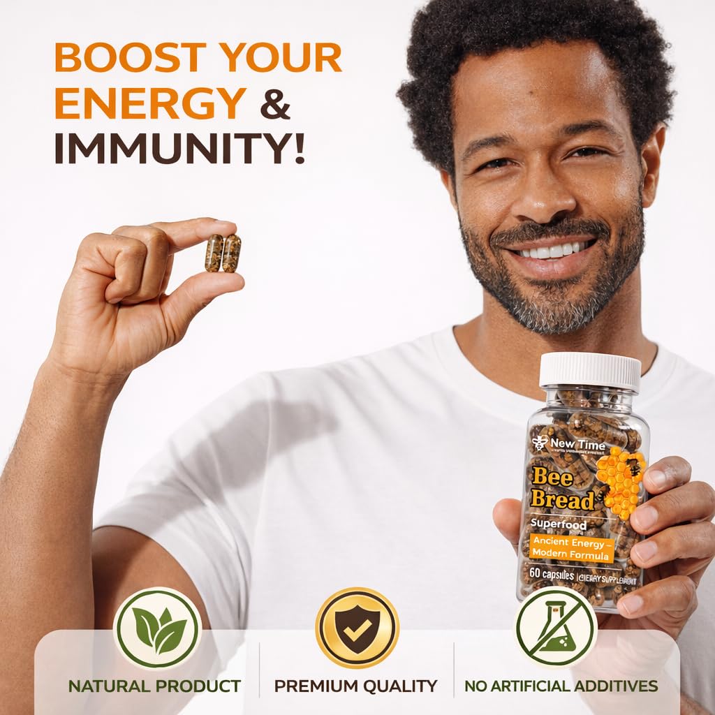 New Time Organic Beekeeping Products Bee Bread 60 Veggie Capsules