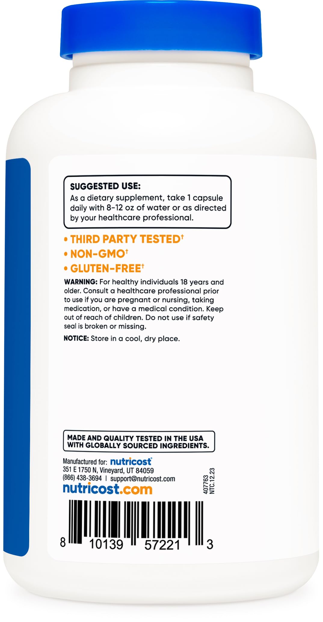 Nutricost L-Ornithine 500mg Capsules, 180 Capsules
