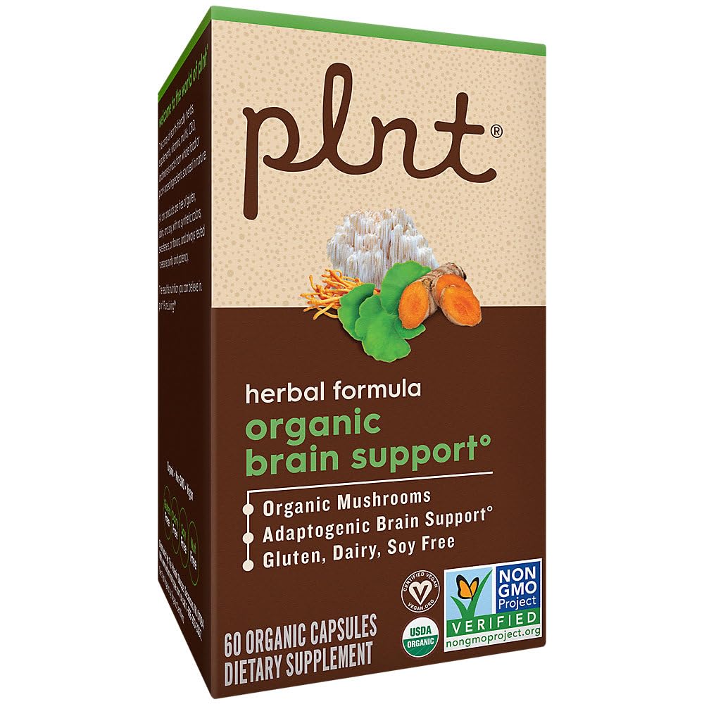 plnt Organic Brain Support, Lion's Mane & Bacopa Capsules, 1 Count