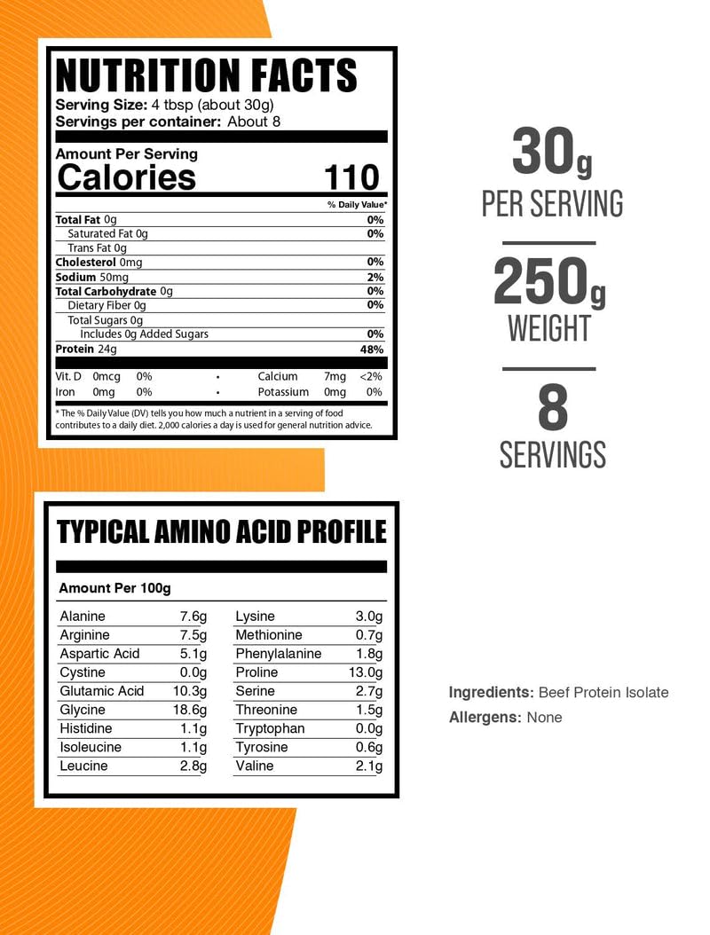 BulkSupplements Beef Protein Isolate Powder 8.82 oz