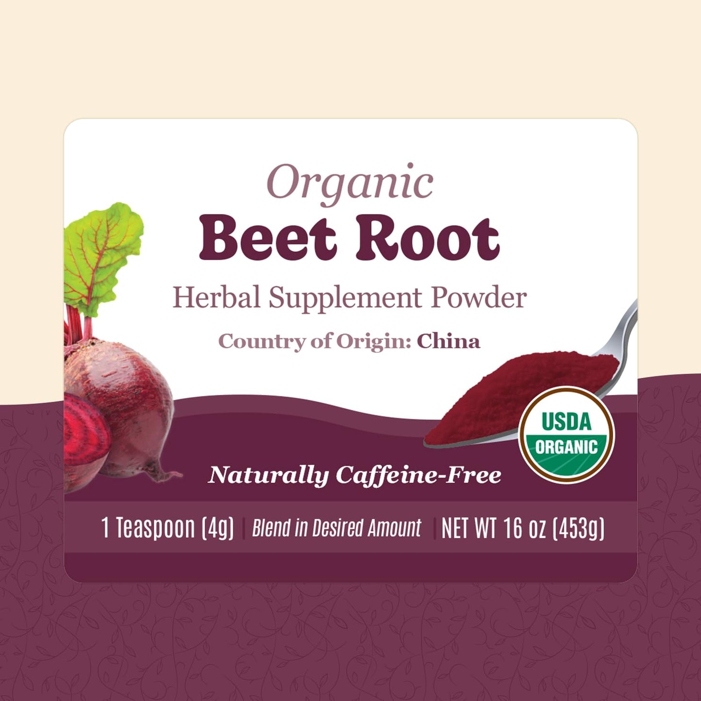 Organic Positively Tea Company Beet Root Botanical Powder 16 Ounce