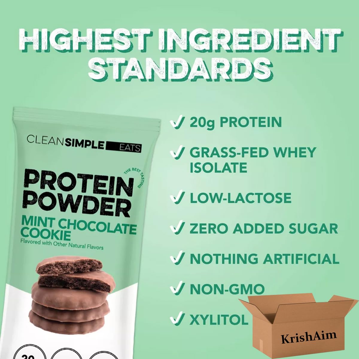 Generic Clean Simple Eats Protein Powder Mint Chocolate Cookie Stick, Pack of 4