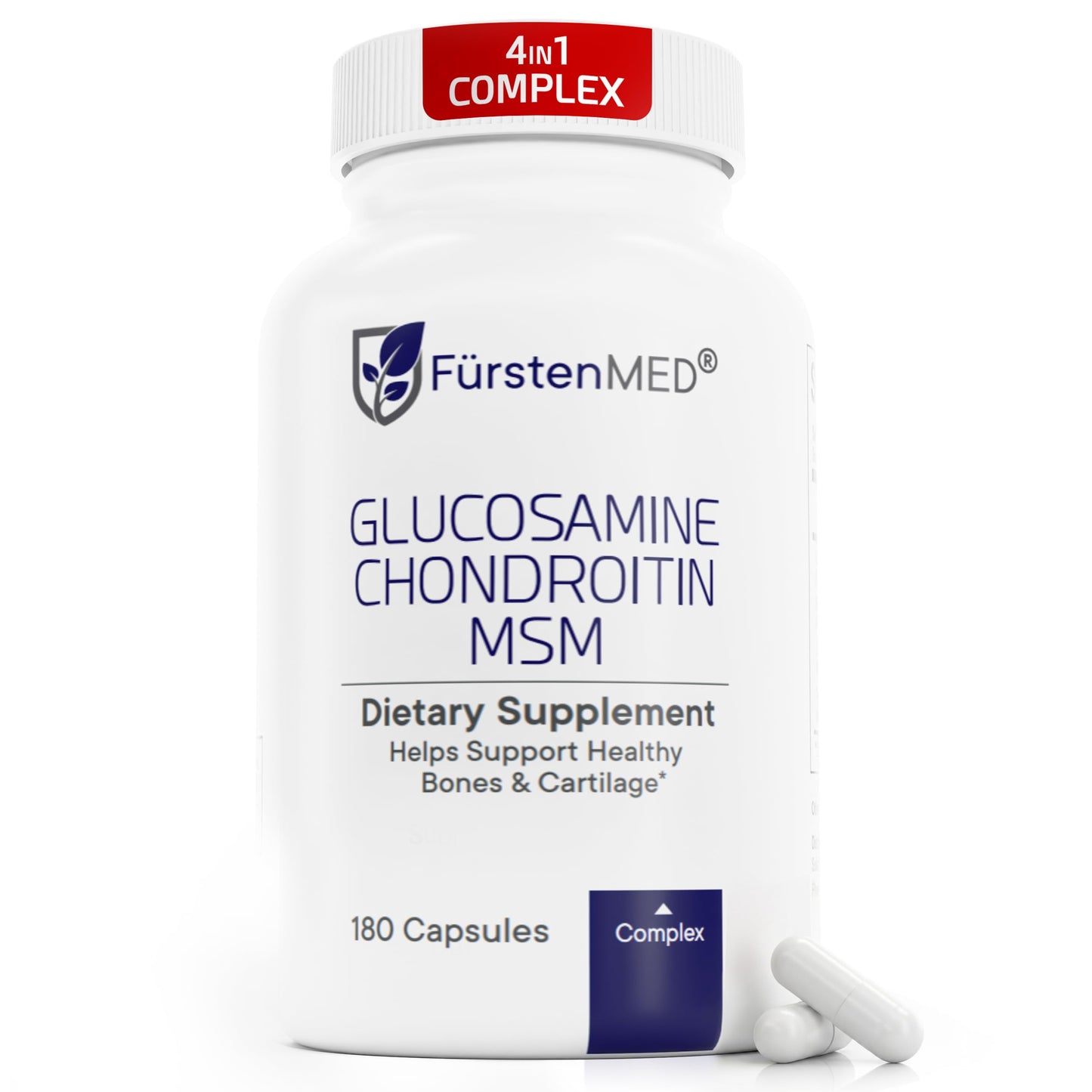 FürstenMED Glucosamine 1710mg + Chondroitin 1200mg + MSM 1710mg + Vitamin C 4-in-1 Complex Capsules, 180 Count