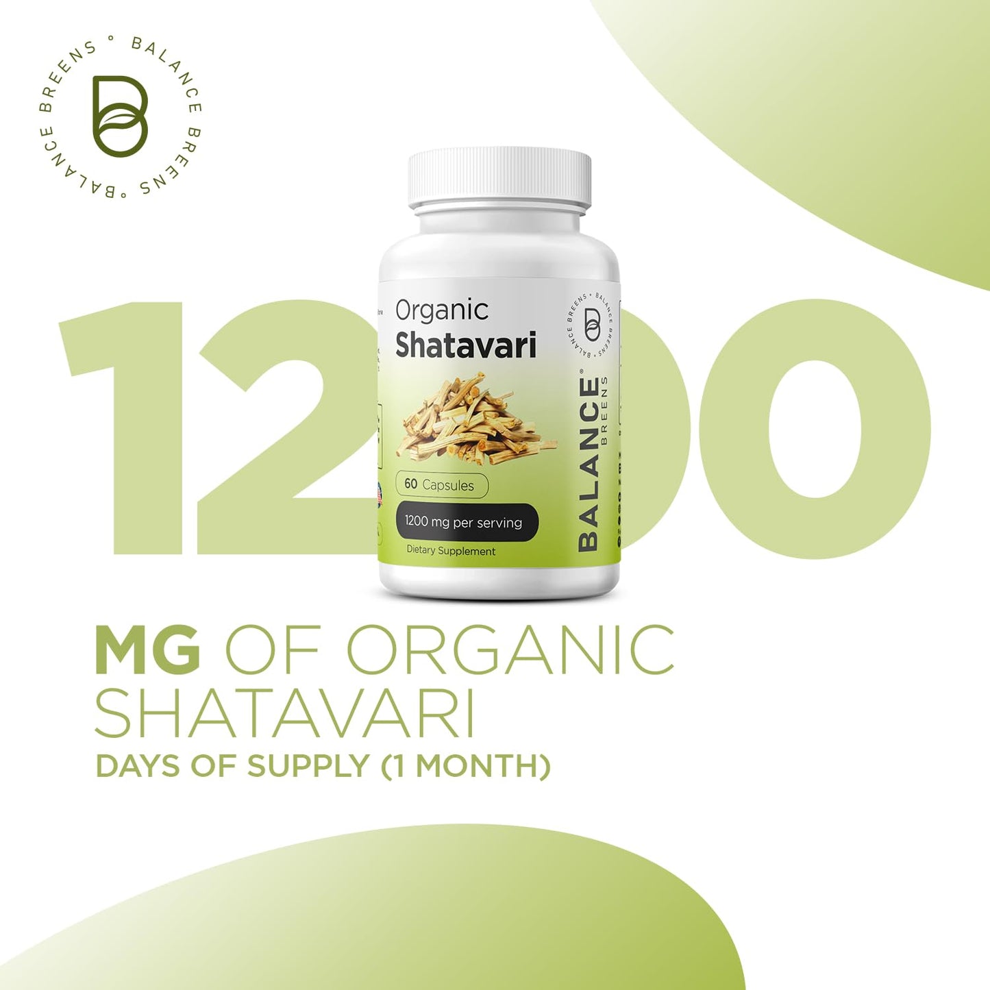 Balancebreens Organic Shatavari 1200mg, 60 Capsules