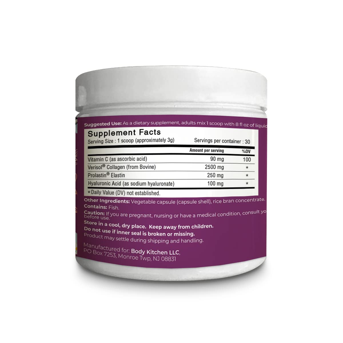 Body Kitchen Collagen & Elastin Peptides Skin Tightening Formula Powder 3.17 Ounce
