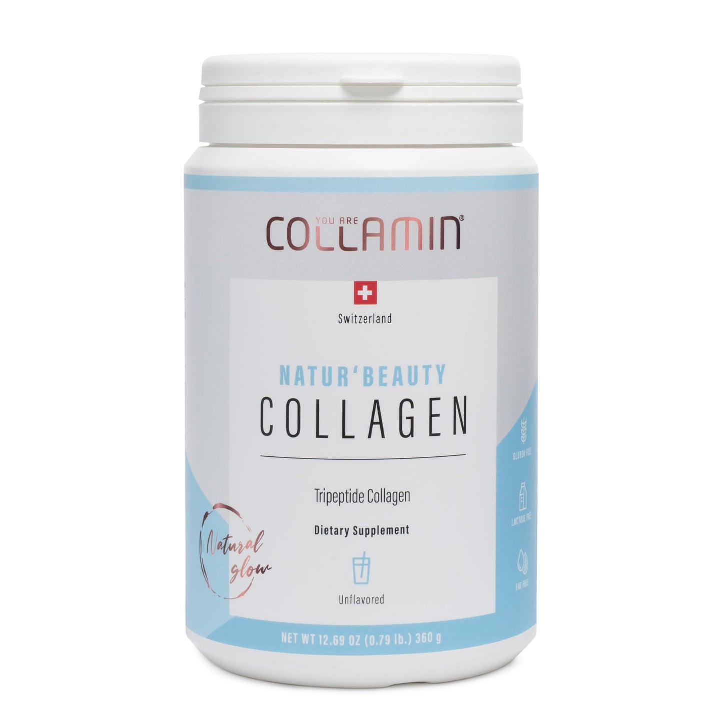 Collamin Natur’Beauty Collagen Premium Hydrolyzed Tripeptide Powder from Grass-Fed Swiss Bovine High Absorption with Essential Amino Acids Supports Skin, Hair, Nails, Joints 18 Tablets