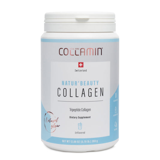 Collamin Natur’Beauty Collagen Premium Hydrolyzed Tripeptide Powder from Grass-Fed Swiss Bovine High Absorption with Essential Amino Acids Supports Skin, Hair, Nails, Joints 18 Tablets