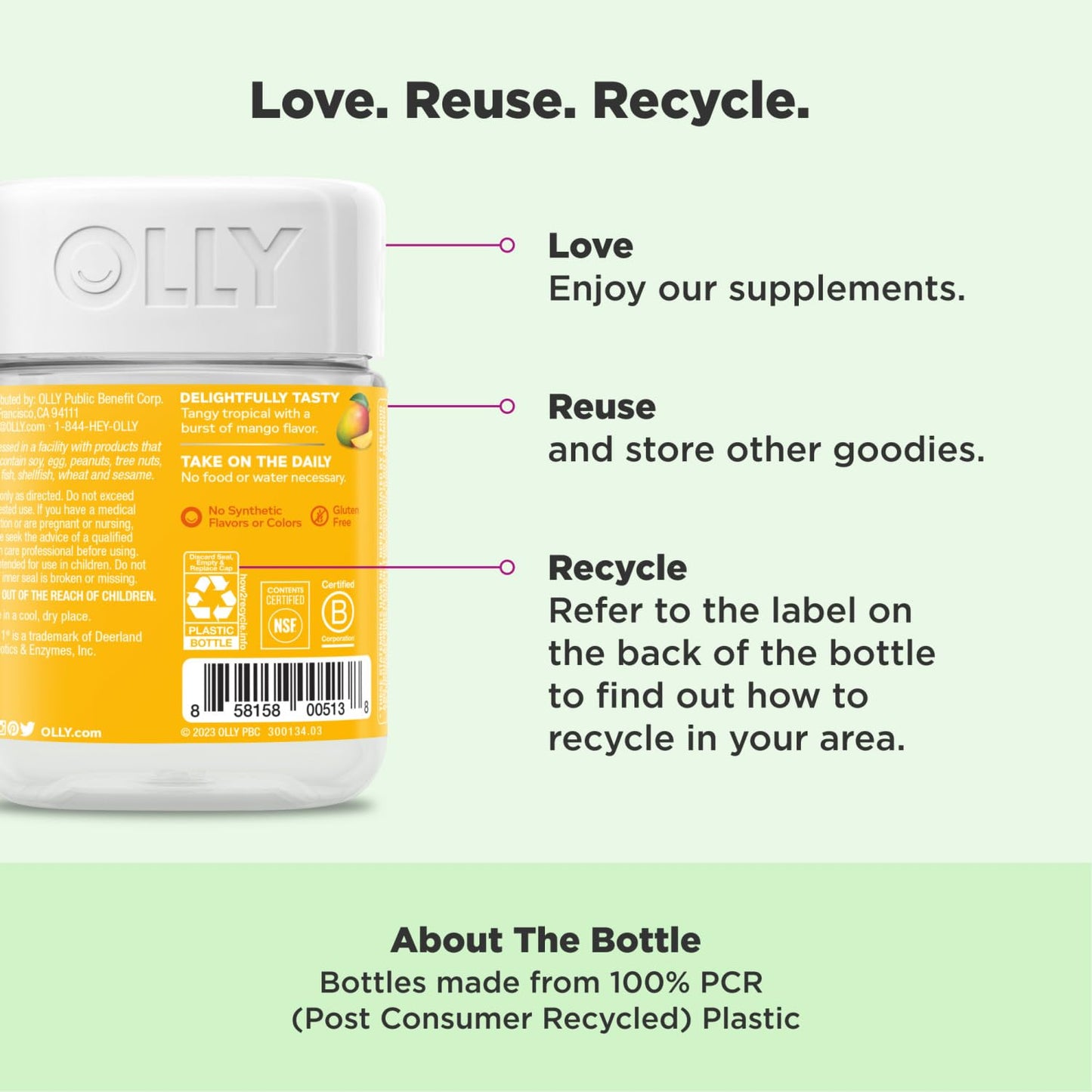 OLLY Probiotic Gummy Immune System and Digestive Support, 1 Billion CFUs, 80 Count