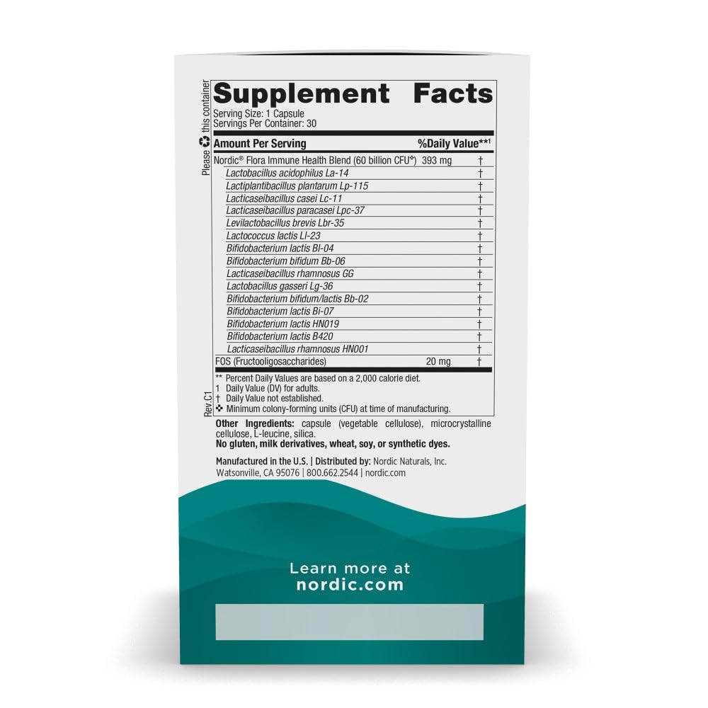 Nordic Naturals Nordic Flora Probiotic Immune Health Capsules 30