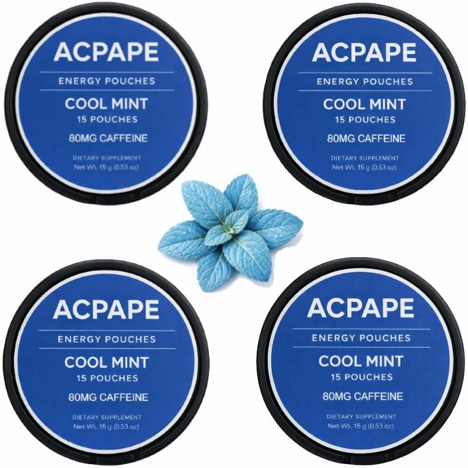 Acpape Caffeine Energy Pouches Cool Mint Nicotine Free, 1.69 Ounce