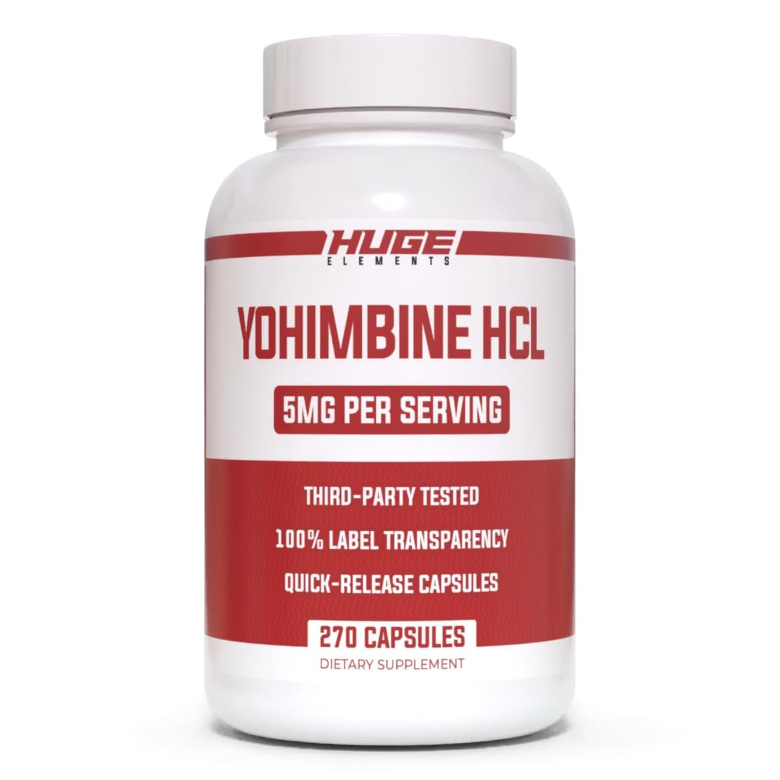 Huge Supplements Yohimbine HCl 5mg Capsule, 270 Veg Capsules