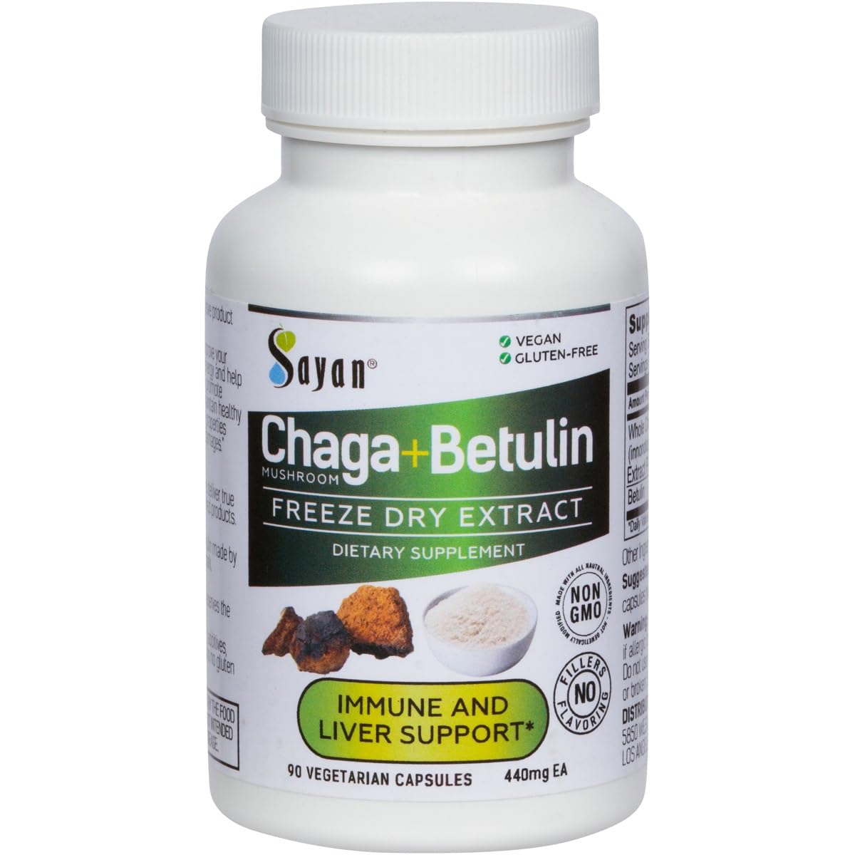 Sayan Siberian Chaga Mushroom Extract with Betulin Capsules, 90 Capsules