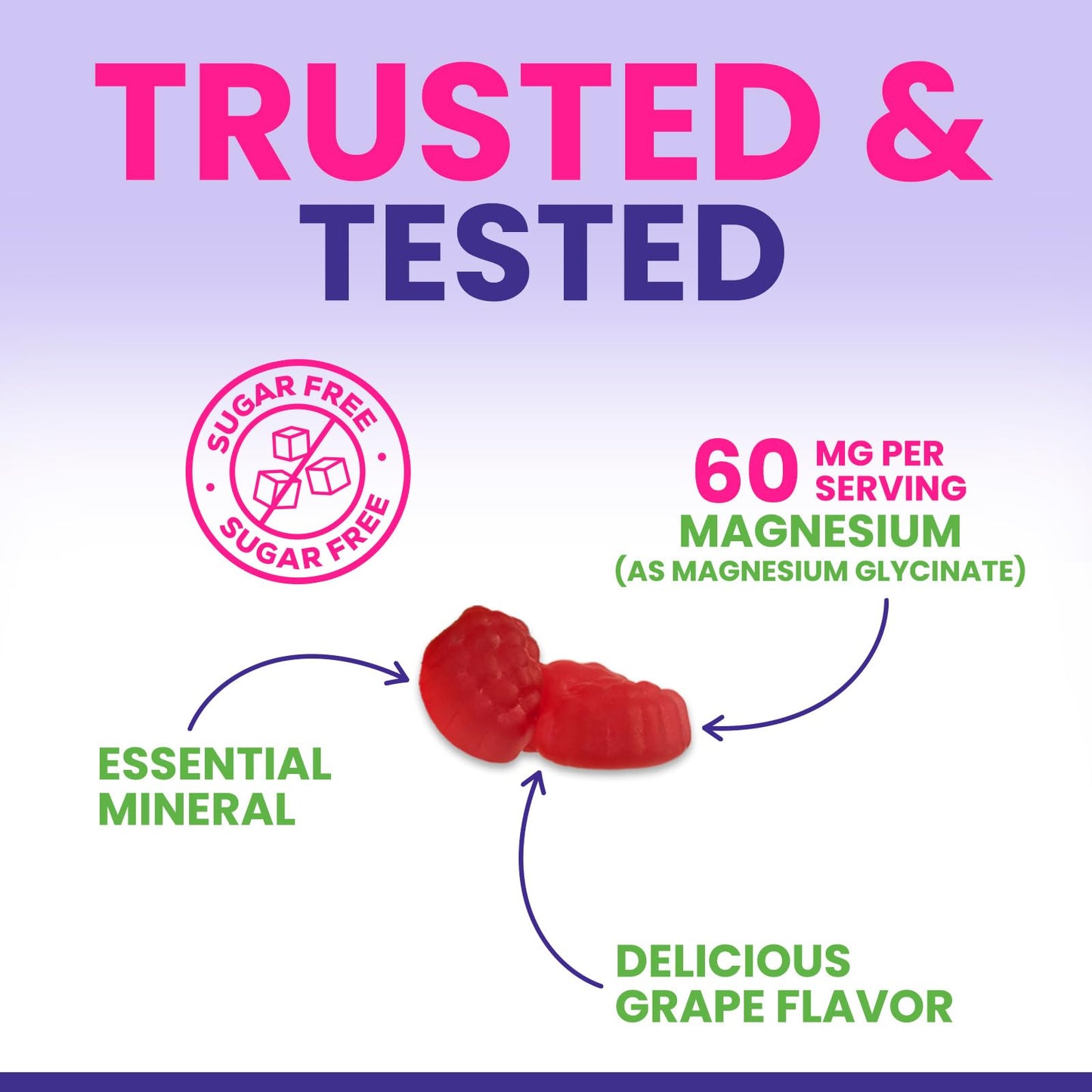 Nature's Nutrition Magnesium Glycinate Gummies, 60 Count