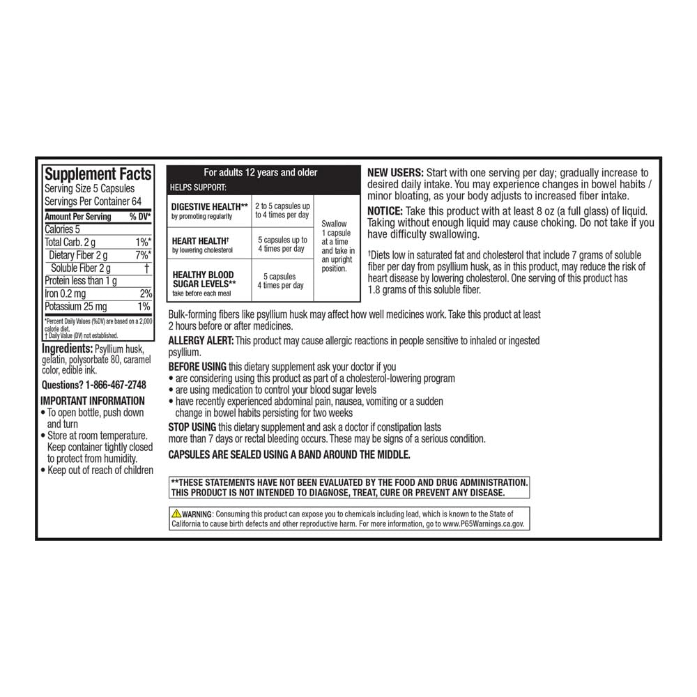 Quality Choice Psyllium Fiber Capsules, 320 Count