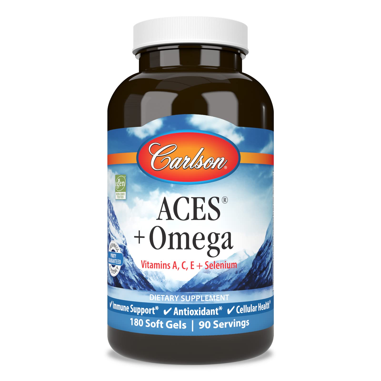 Carlson ACES + Omega, Vitamins A, C, E & Selenium + Omega-3s EPA and DHA Softgels 180