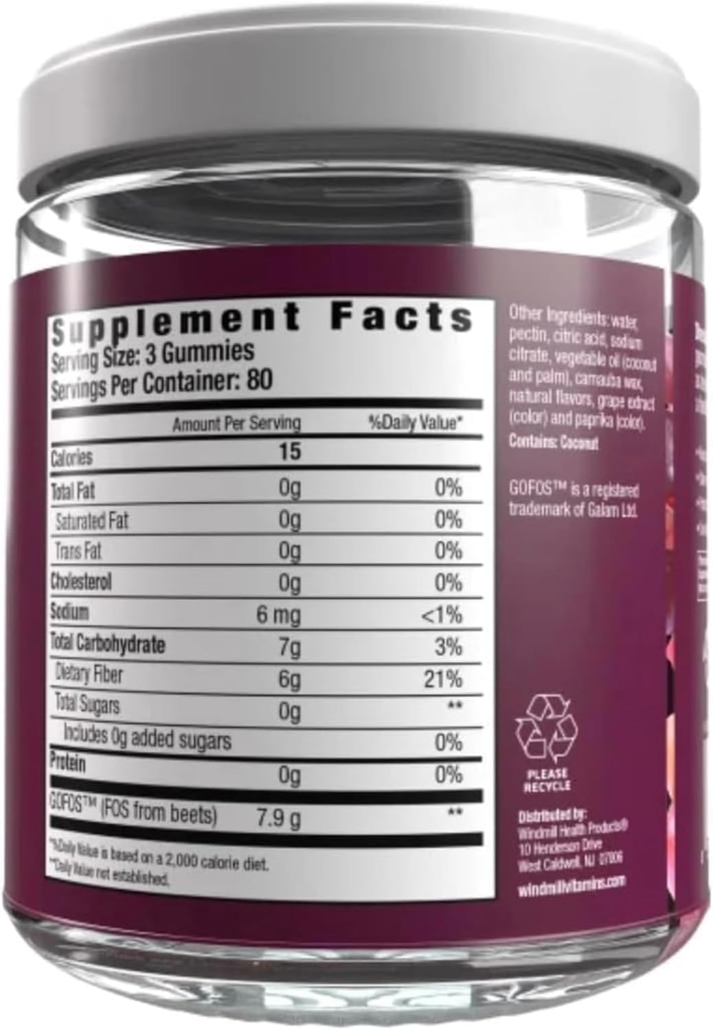 Generic Fiber Care Prebiotic Gummies, 240 Gummies