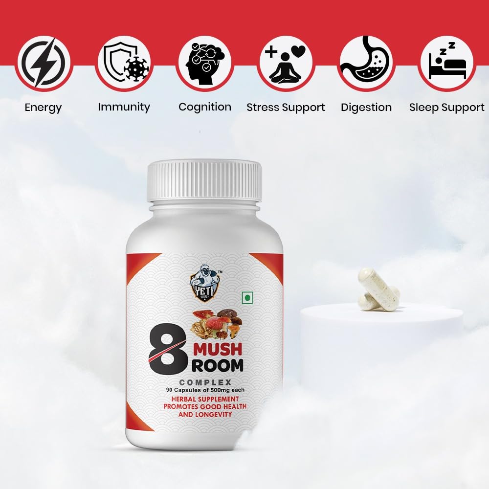 YetiEnergy 8-Mushroom Complex, 90 Capsules