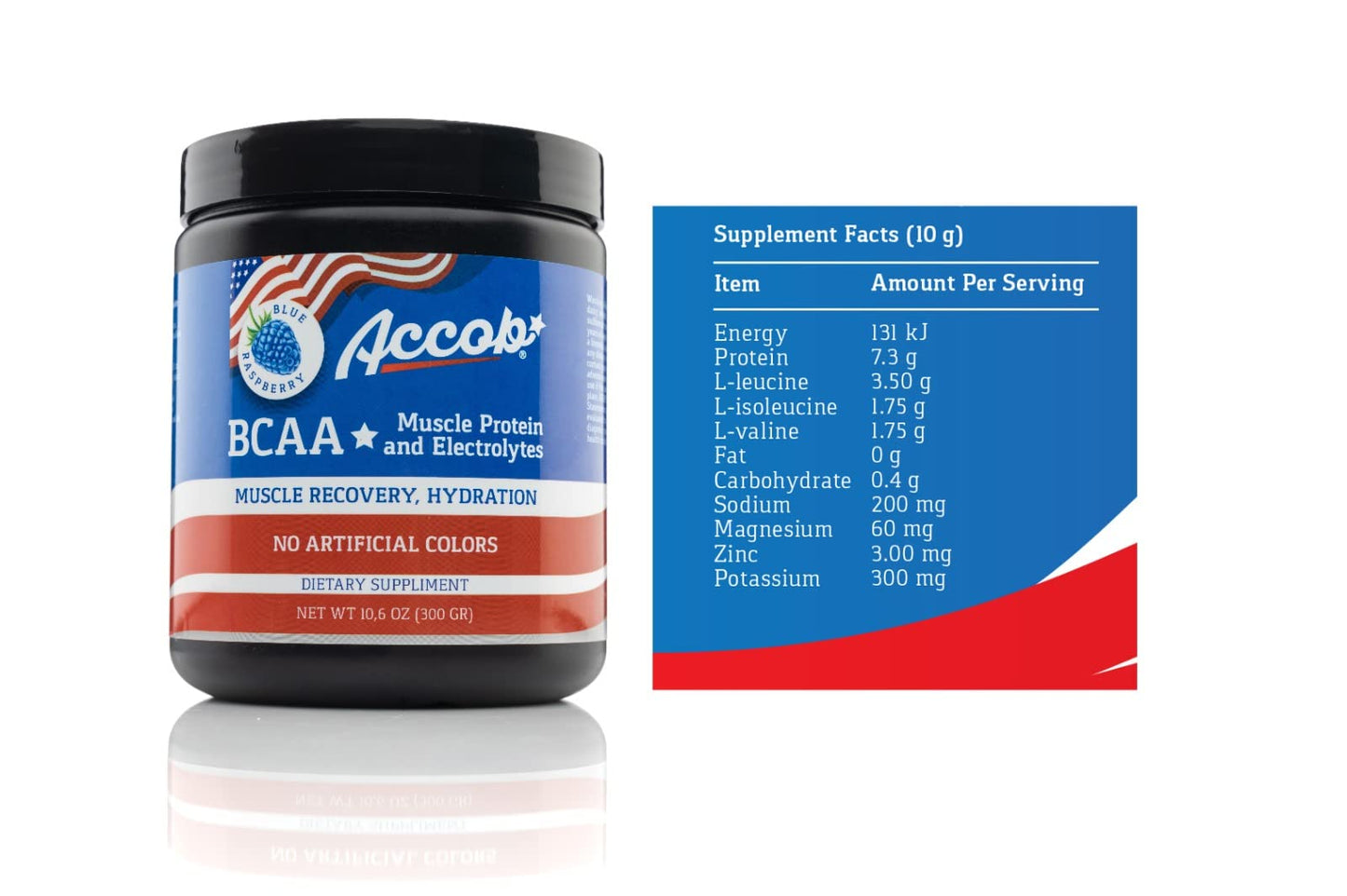 ACCOB BCAA Powder Blue Raspberry, 1 Ounce