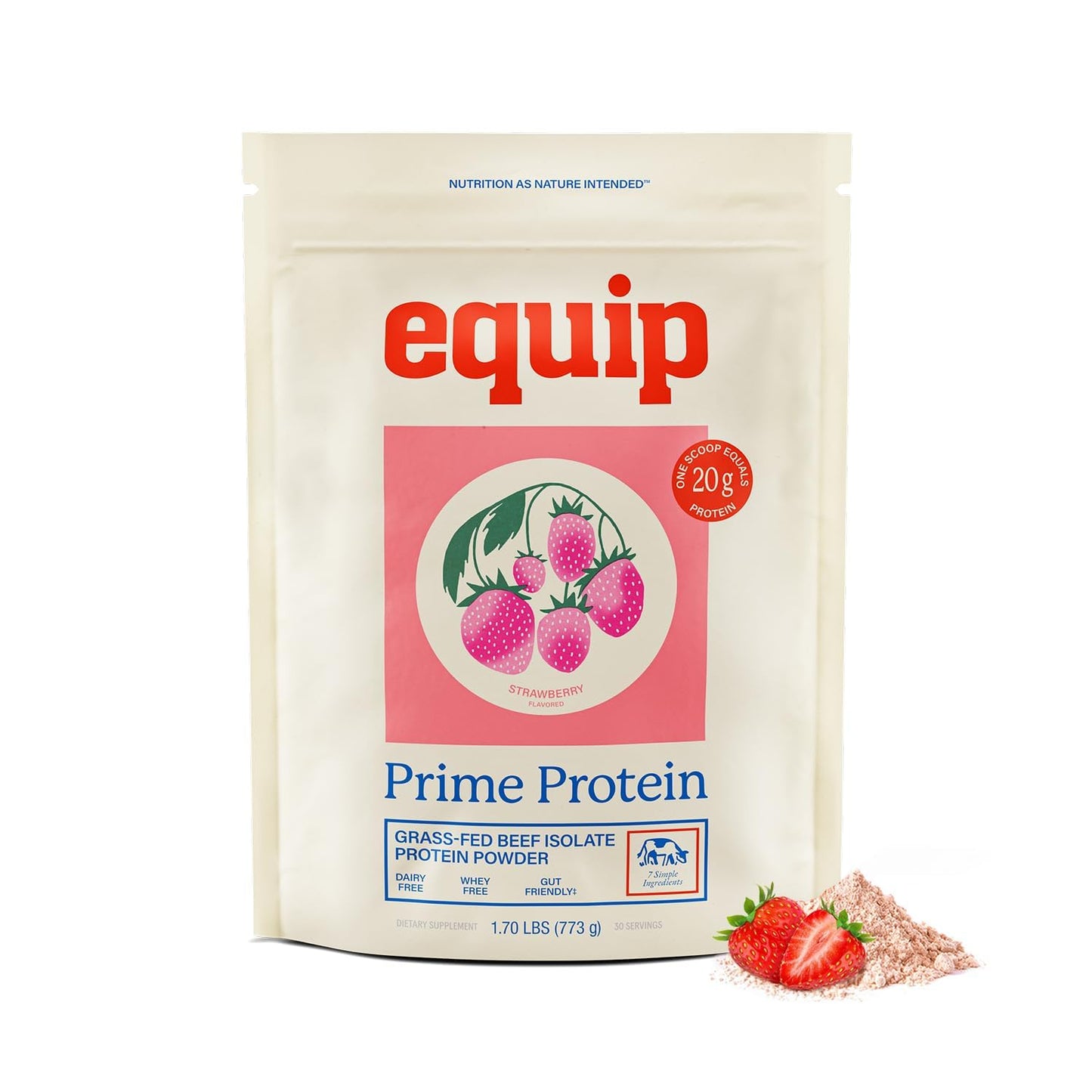Equip Prime Beef Protein Powder Strawberry, 30 Servings