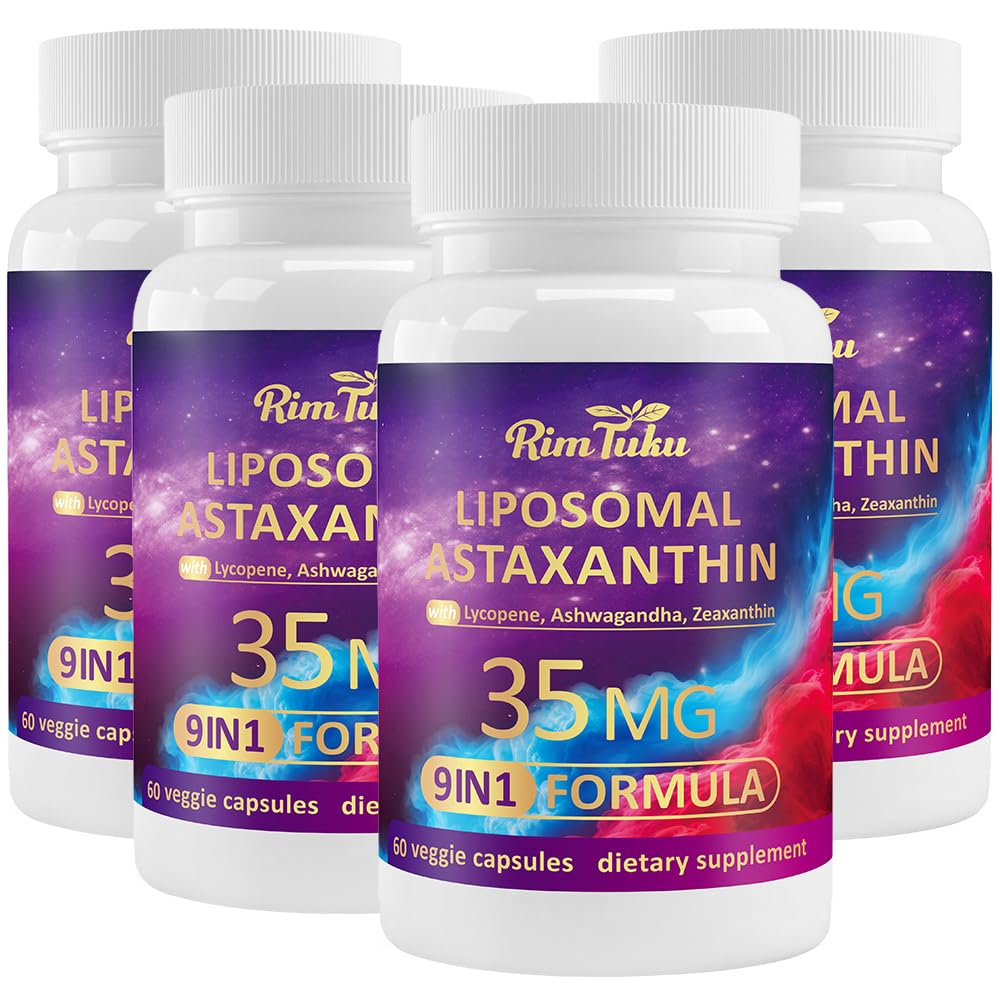 RimTuku Liposomal Astaxanthin Supplement Complex 9-in-1 with Ashwagandha, Lycopene, Zeaxanthin, Antioxidant Support Eye, Skin & Joint Health, 60 Capsules