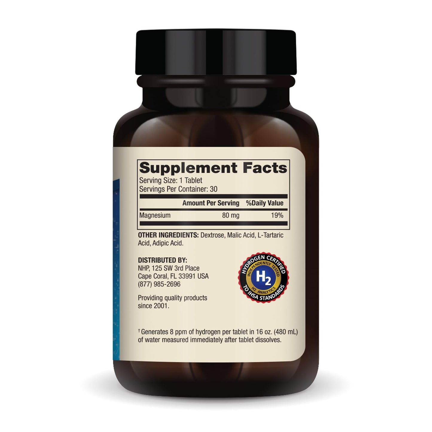 Dr. Mercola H2 Molecular Hydrogen - Supports Healthy Aging, Cellular Energy & Brain Health - with Elemental Magnesium - GMO-Free, Gluten-Free & Soy-Free - 30 Tablets