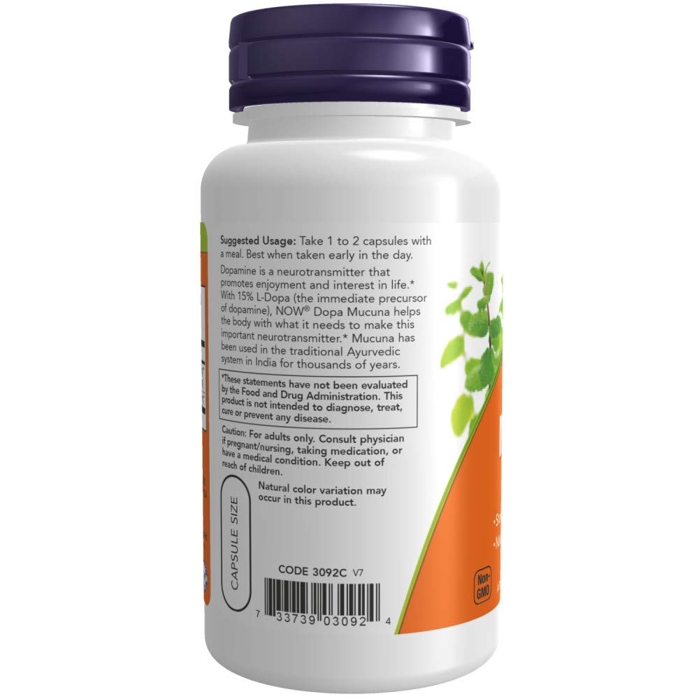 NOW Foods DOPA Mucuna Capsules, 180 Capsules