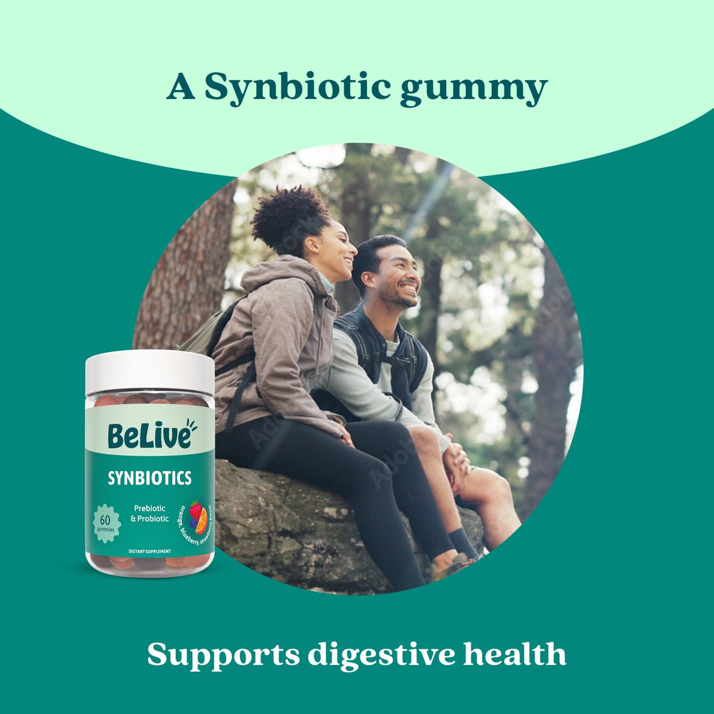 BeLive Synbiotics Probiotic & Prebiotic Fiber Gummies, 60 Count