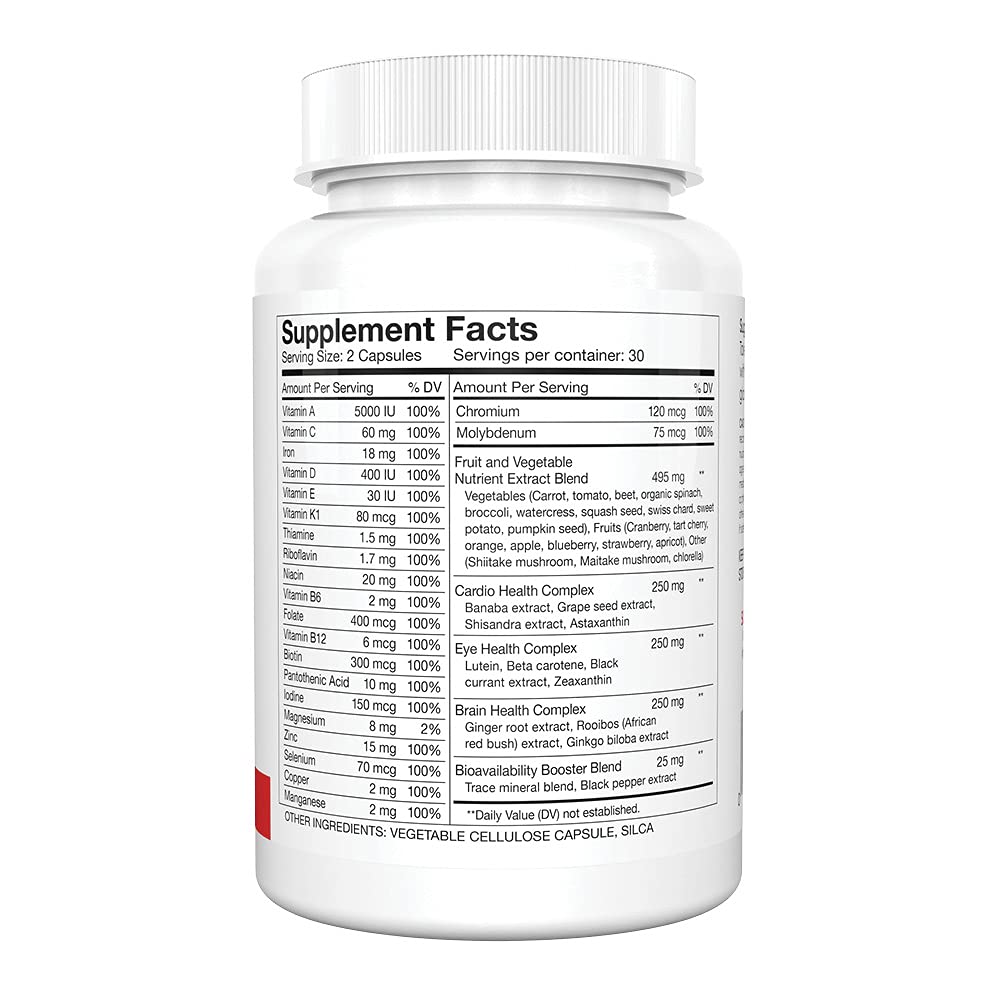 Silver Fern Whole Food Daily Multi Vitamin with Trace Mineral Blend Supplement Capsules, 4 Bottles