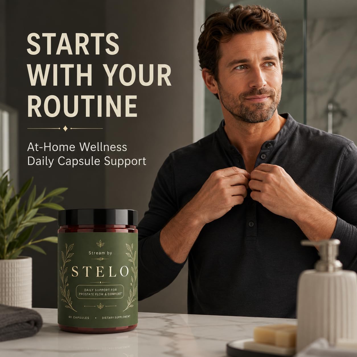 Stream by Stelo Men's Prostate Health Supplement Daily Wellness Support 60 Capsules