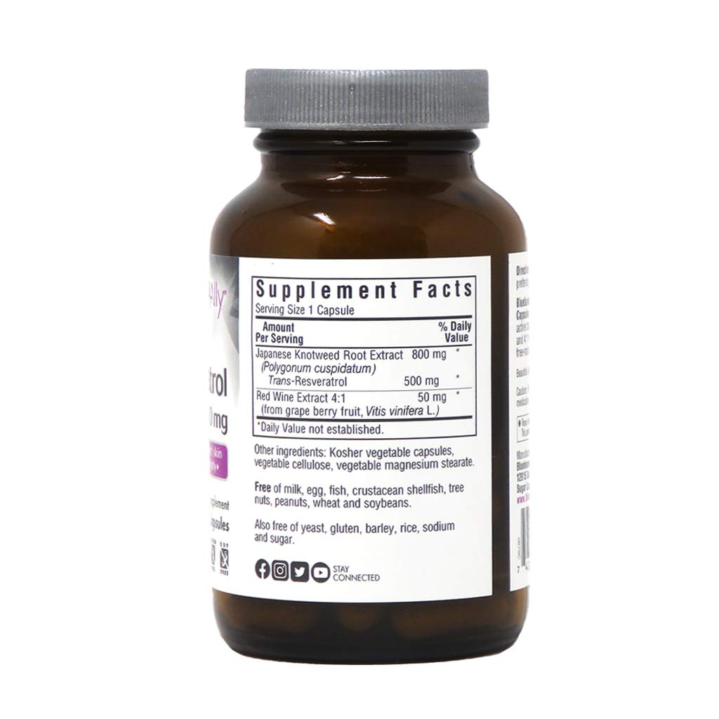 BlueBonnet Beautiful Ally Resveratrol 500mg Capsule, 60 Count