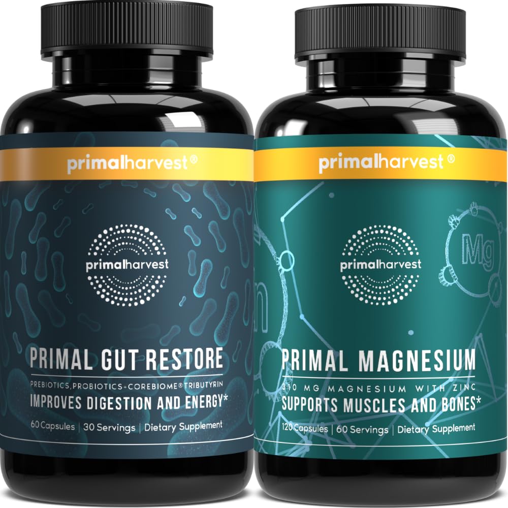 Primal Harvest Primal Gut Restore and Primal Magnesium Supplement Capsule 180 Capsules
