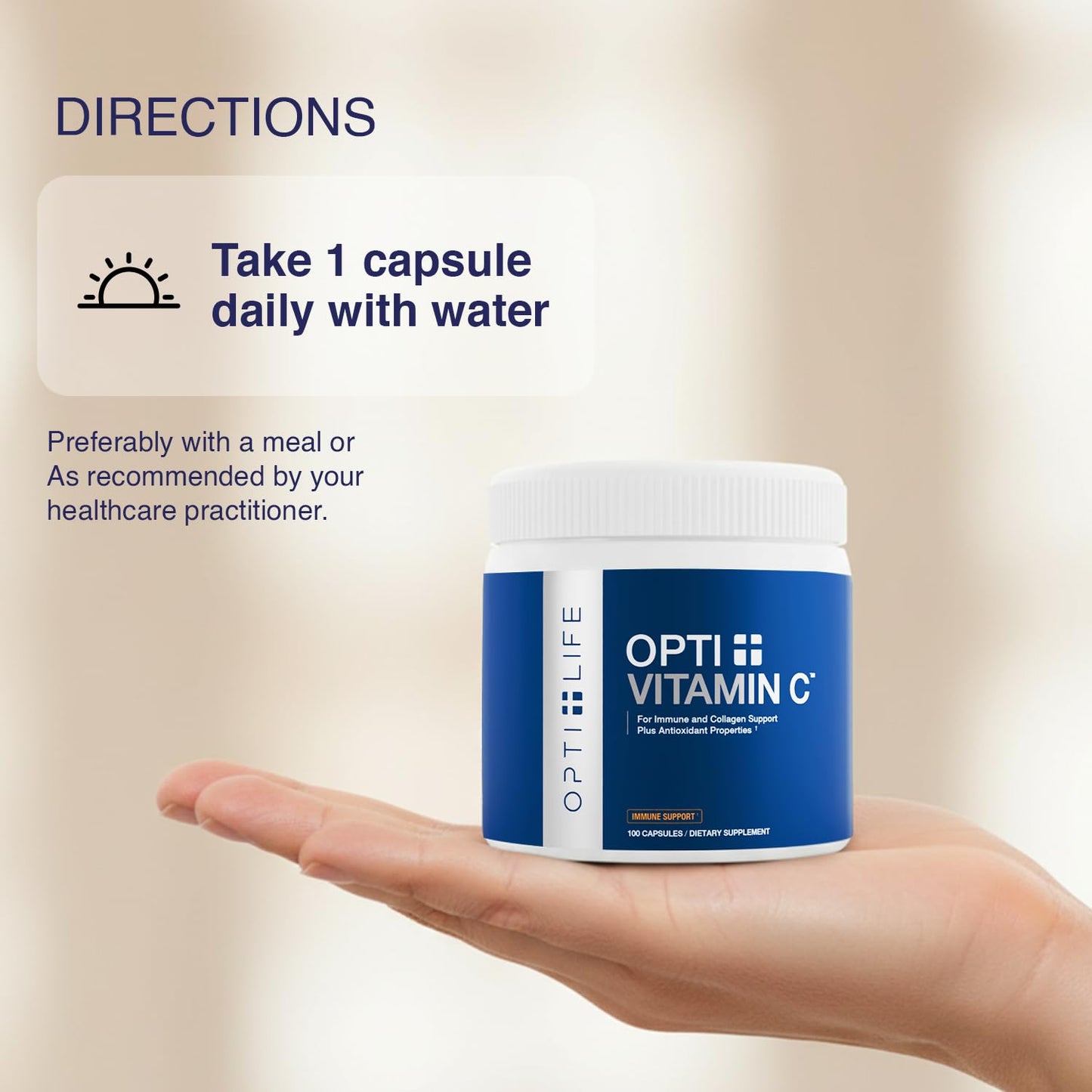Opti + Life Vitamin C 1000mg Buffered Time Release Capsules, 100 Capsules