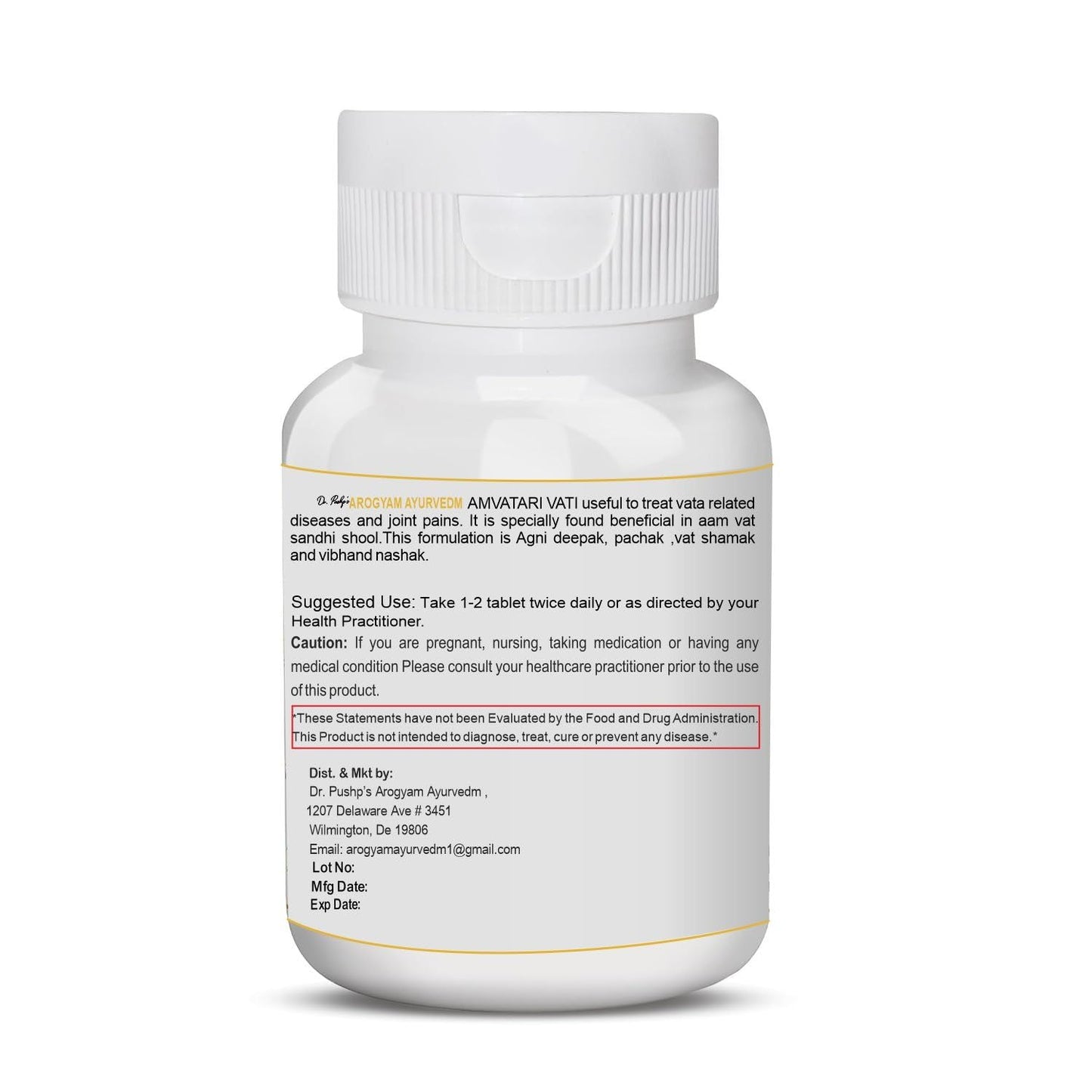 Smaart Health Dr. Pushp's Arogyam Ayurvedm Amvatari Vati 60 Tablets
