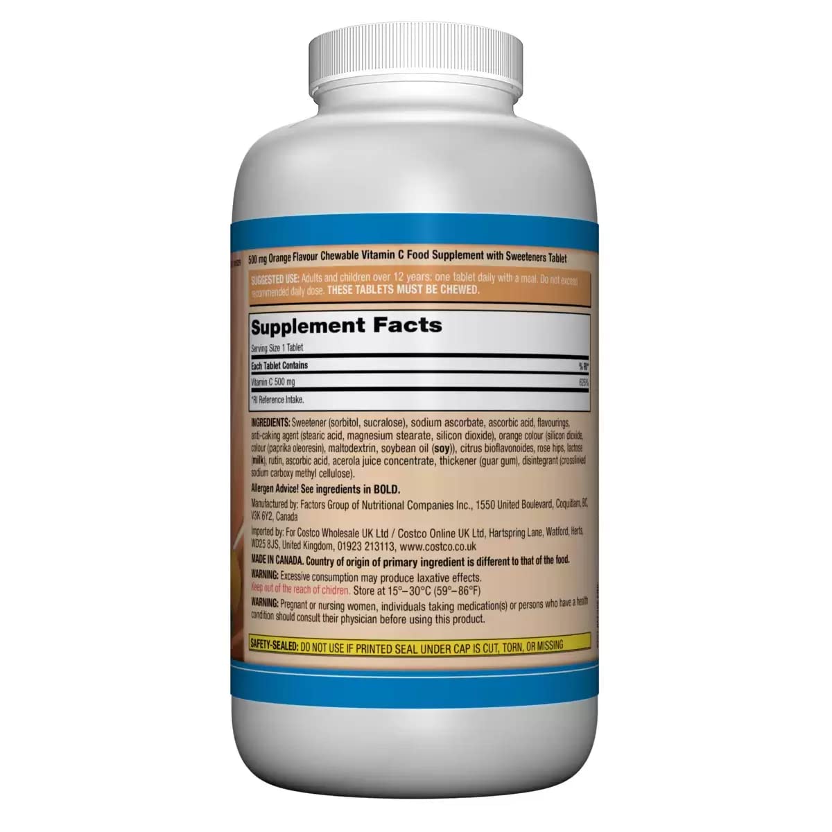 Natures Aid Vitamin C 500 mg Chewable 500 Count