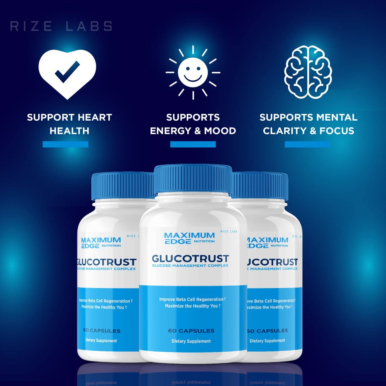 rize labs Glucotrust Supplement 120 Capsules