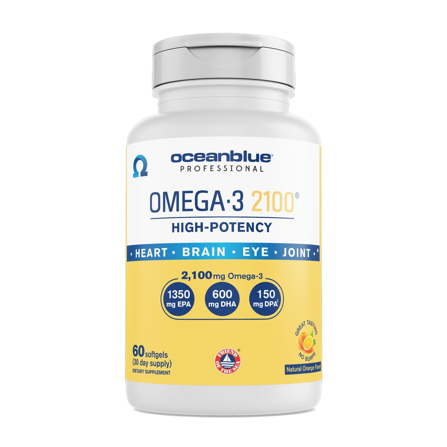 Oceanblue Omega-3 2100 – Triple Strength DPA EPA DHA Omega 3 Supplement Softgels, 120 Count