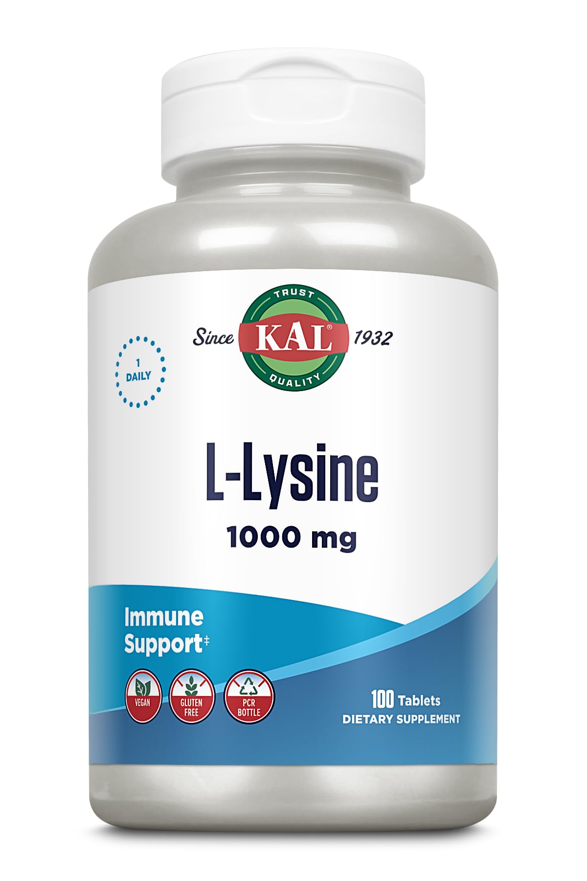 KAL L-Lysine 1000 mg Tablets, 100 Tablets
