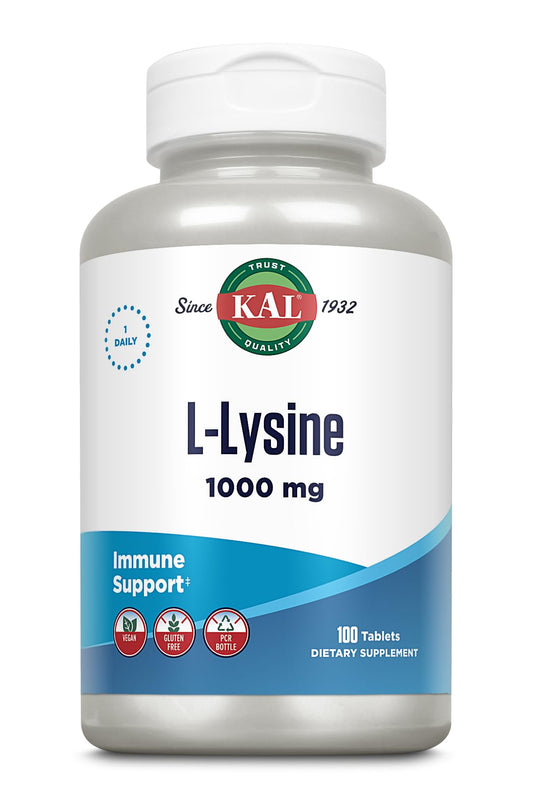 KAL L-Lysine 1000 mg Tablets, 100 Tablets