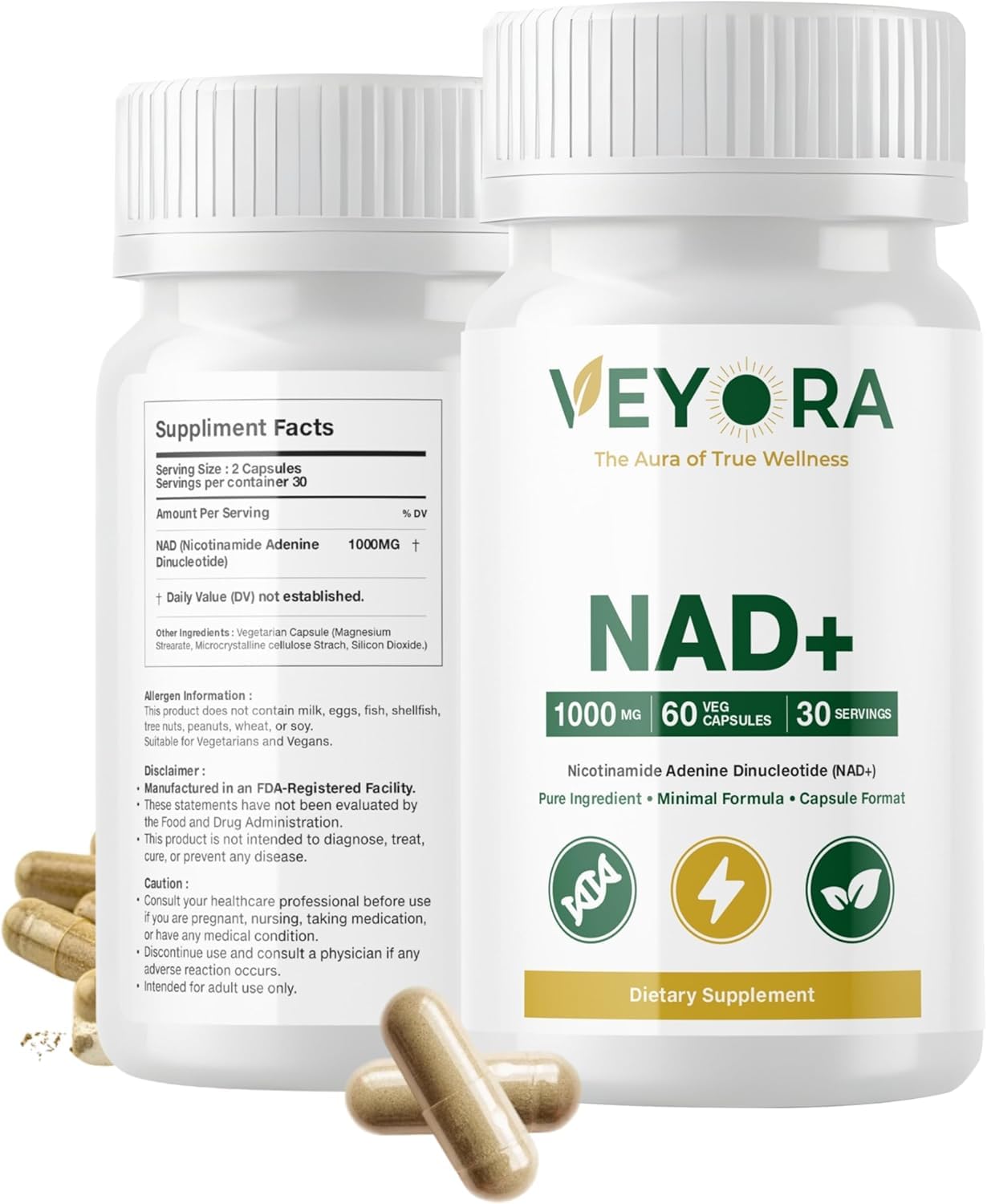 VEYORA NAD+ 1000 mg Capsules, 60 Count