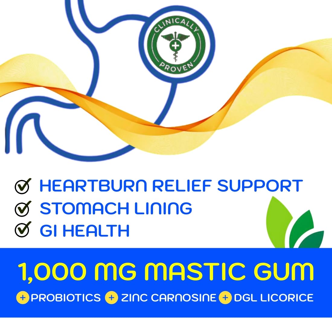 ACTIV PLUS Mastic Gum Stomach Soothe Probiotics Zinc Carnosine DGL Licorice Extract Gut Lining Health Gummies, 60 Count