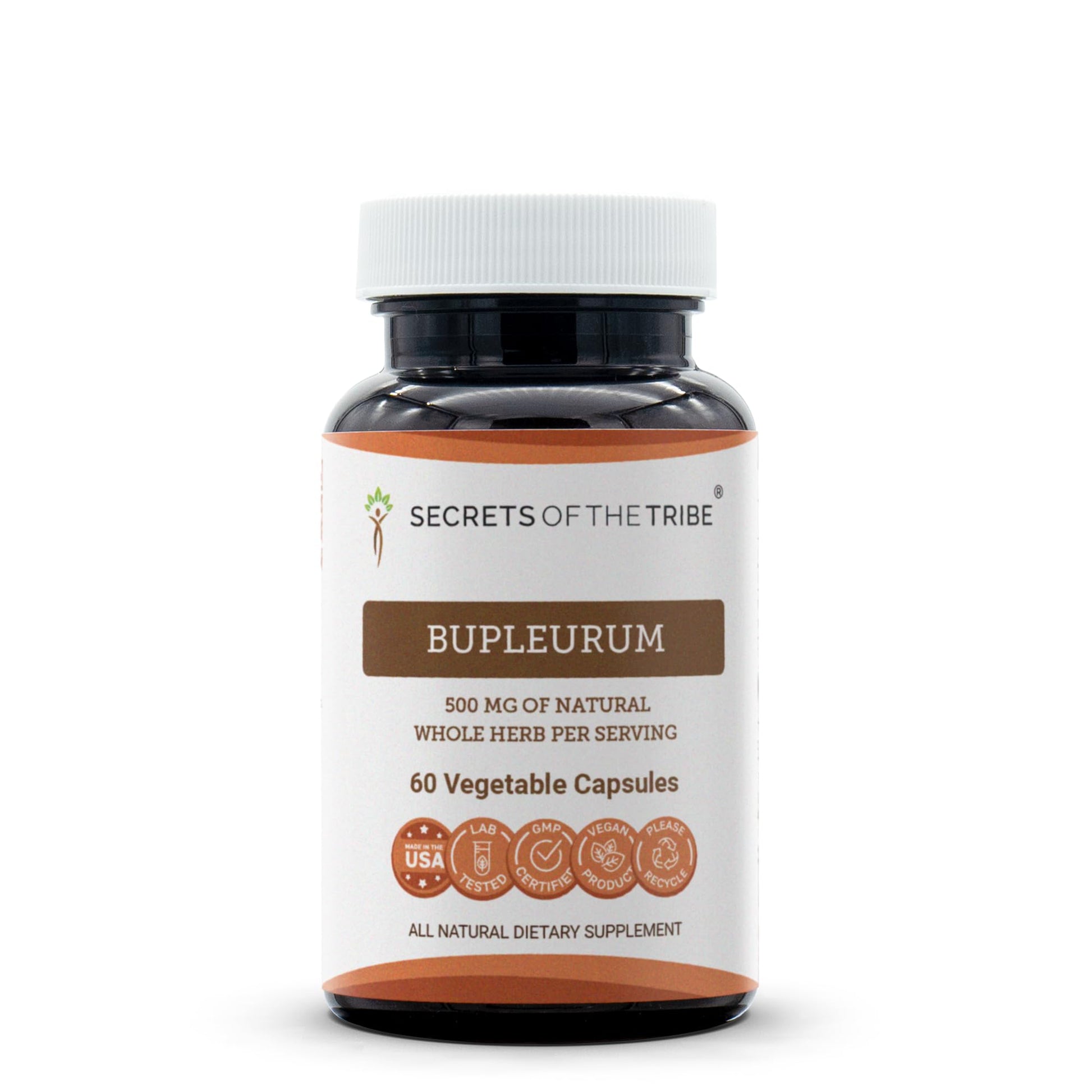 Secrets of the Tribe Bupleurum 500 mg Capsules, Bupleurum Chinense Dried Root, 60 Count