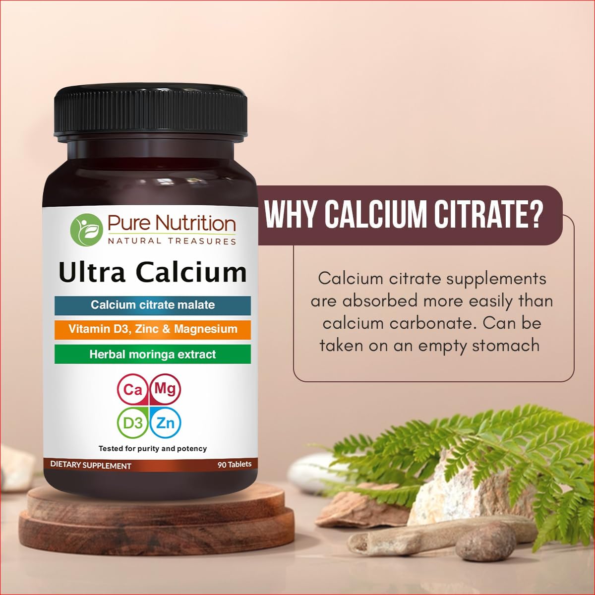 PURE NUTRITION NATURAL TREASURES Ultra Calcium 1000mg with Vitamin D3 & K, 270 Tablets